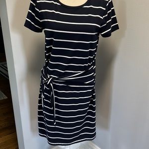 Womens Daniel Cremieux Stripped Navy Dress